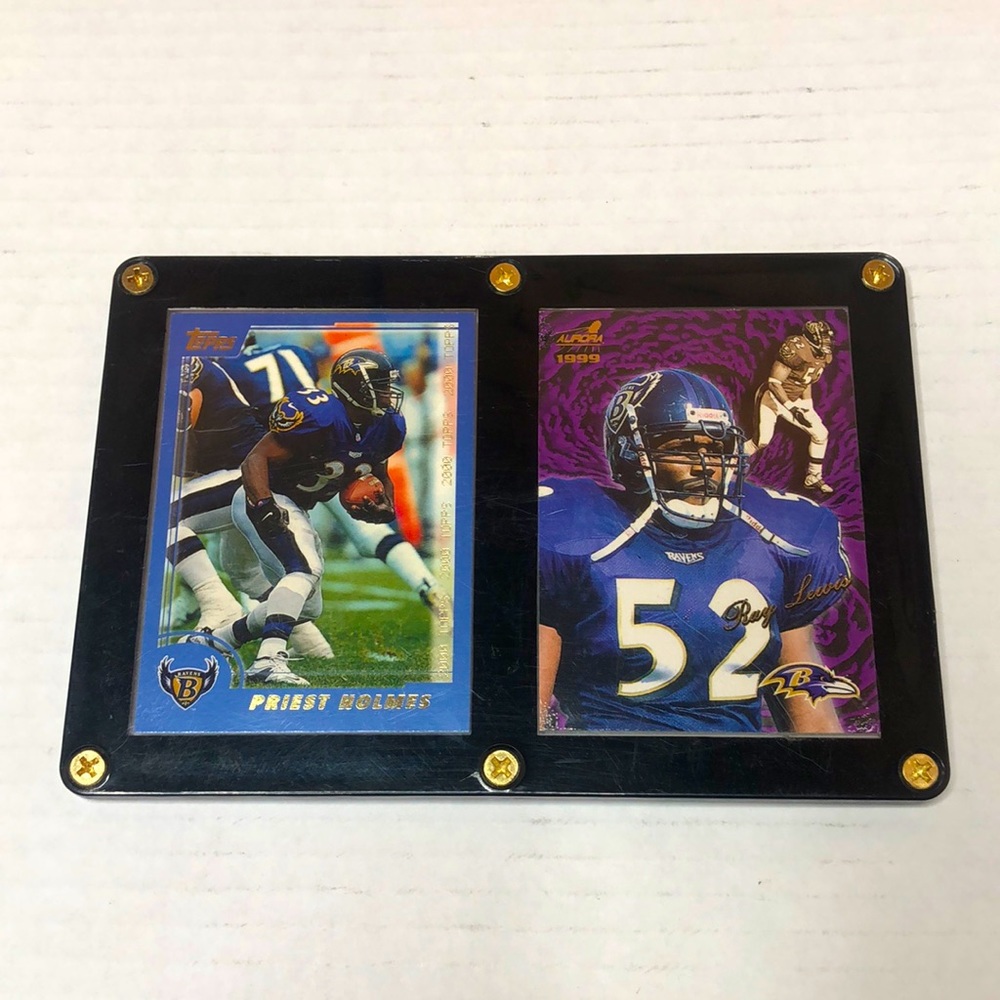 '99-2000 Ravens Holmes/Lewis Framed Football Cards